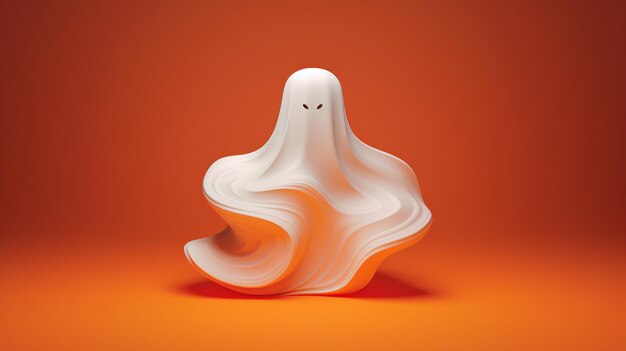 Słodki duch 3D renderowane tło z kopią przestrzeni Halloween baner projektowania fali tkaniny