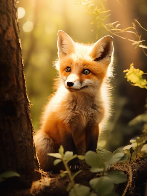 Słodki fox w letnim lesie