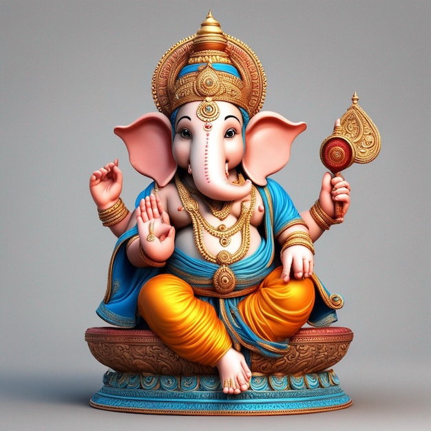 Słodki hinduski bóg pan Ganesha kolor pełen kwiatów dekoracji