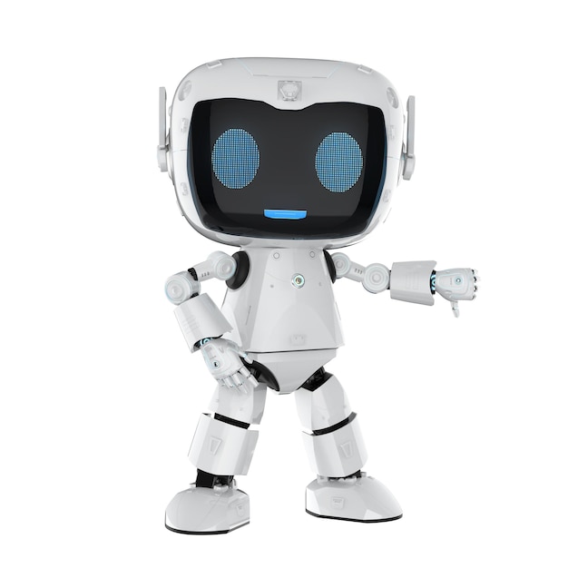 Zdjęcie słodki i mały sztuczna inteligencja osobisty asystent robot nie lubi izolowany
