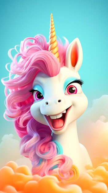 Zdjęcie słodki jednorożec fantasycartoon pony
