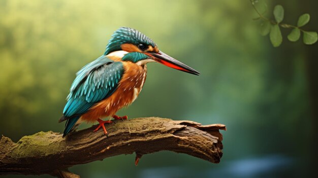 Słodki Kingfisher na gałęzi drewna Digital Art z stylem fotograficznym