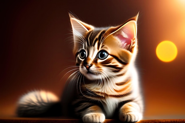 Słodki kociak na ciemnym tle Przestrzeń na tekst Uroczy portret kociaka Słodky kot