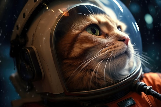 Słodki kosmiczny kot ubrany w kostium astronauty