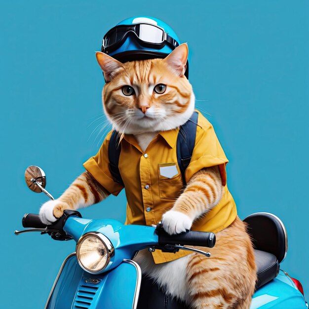Zdjęcie słodki kot na motocyklu.