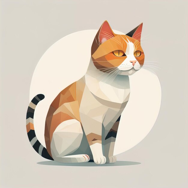 Słodki kot siedzący na podłodze Ilustracja wektorowa w stylu retro ai generatywny
