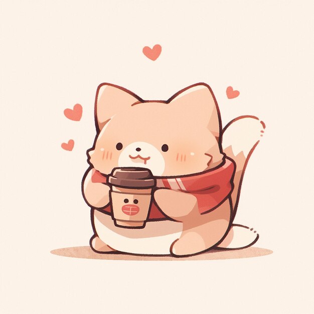 Zdjęcie słodki kot z kawą
