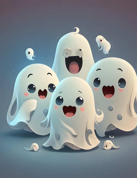 Słodki kreskówkowy wizerunek duchów z Halloween