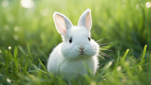 Słodki królik w ogrodzie z estetycznym zdjęciem