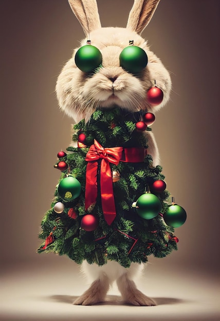 Słodki królik w świątecznym kostiumie.