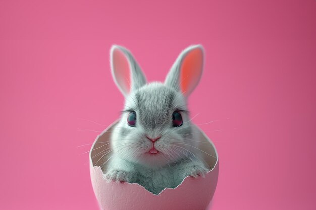 Słodki królik wielkanocny w skorupie jaja wielkanocnego