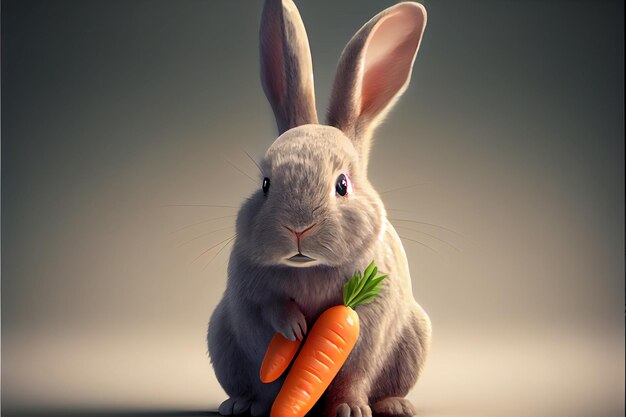 Słodki królik z marchewką.