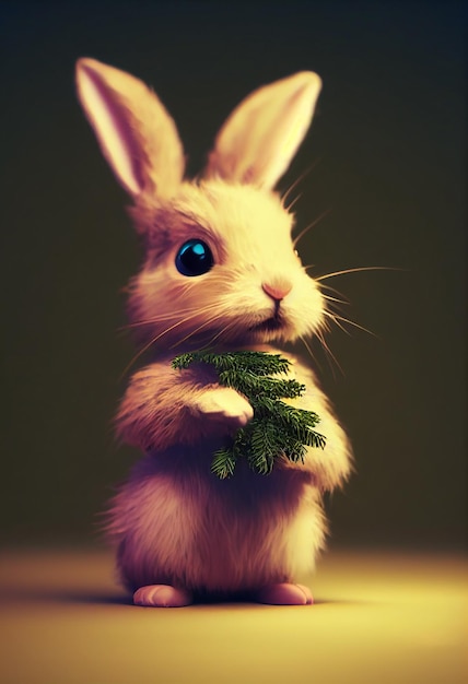Słodki królik z pudełkiem prezentowym na Święto Dziękczynienia Święta Wielkanocne
