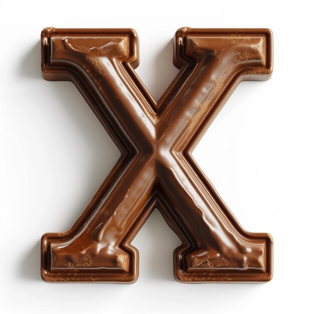 Słodki kształt czekolady jako litera X na białym tle