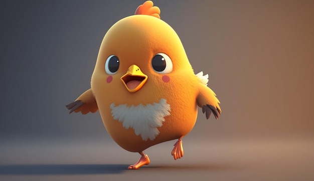Słodki kurczak z kreskówek z systemem generatywnej sztucznej inteligencji