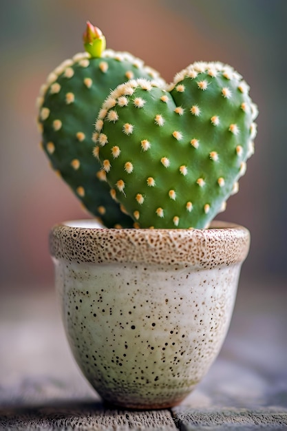 Słodki kwitnący kaktus w eleganckim ceramicznym garnku jest wspaniałym prezentem na 14 lutego.