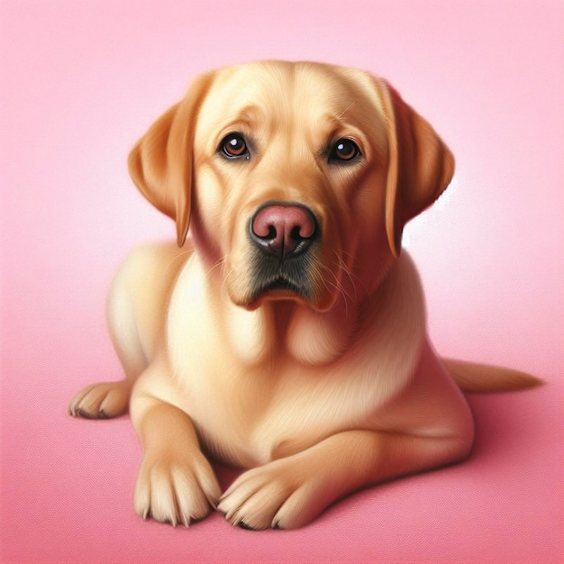 Słodki labrador retriever na różowym tle Malarstwo cyfrowe