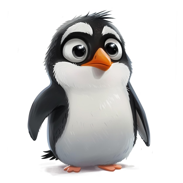 Słodki mały pingwin z słodkimi wyrazami twarzy i ruchami.