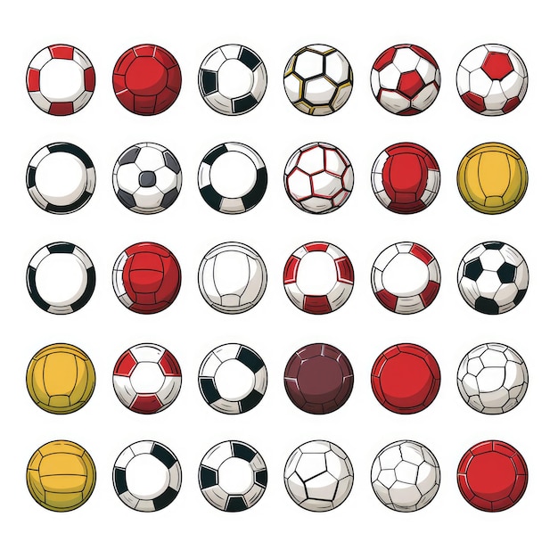 Słodki minimalistyczny styl piłki nożnej w stylu kreskówki z grubym konturem na białym tle