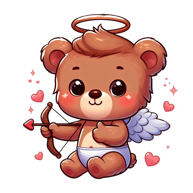 Zdjęcie słodki niedźwiedź cupid clipart generatywna sztuczna inteligencja