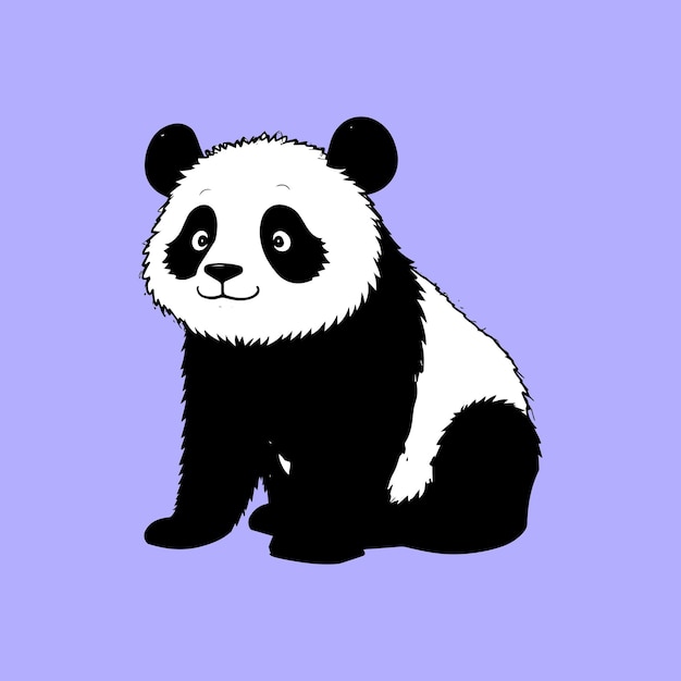 Słodki Panda Cartoon Icon Wektor Ilustracja Ikony Przyrody Zwierząt Izolowany Płaski Wektor