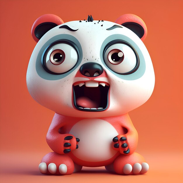 Słodki panda z kreskówek Zabawna postać zwierzęca renderowanie 3D
