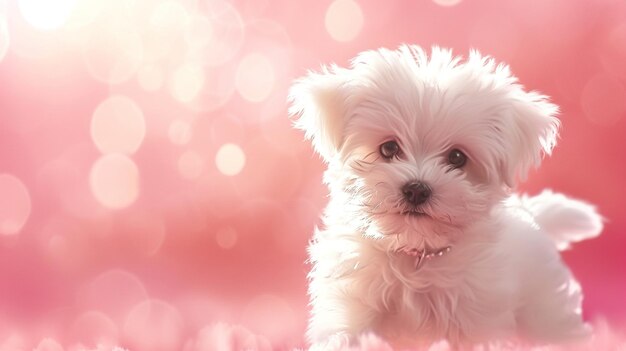 Zdjęcie słodki pies na różowym tle