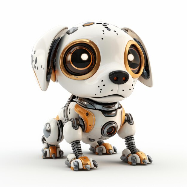 Słodki pies-robot zabawny szczeniak robotyczne zwierzę izolowane na białym tle AI generowane