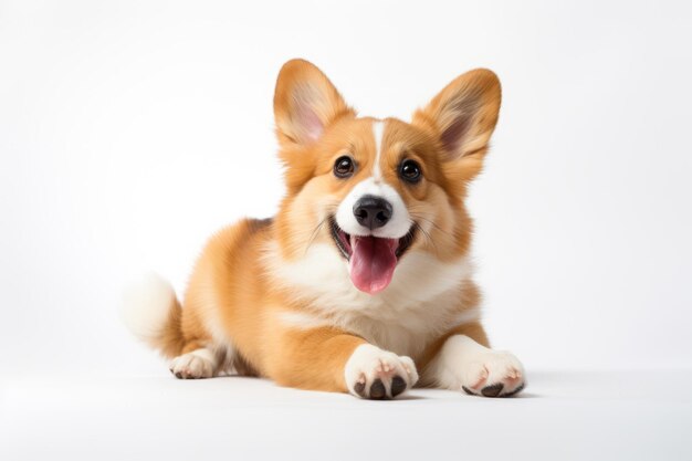 Słodki pies Welsh Corgi na białym tle