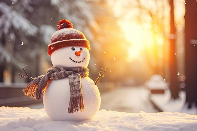 Słodki śnieżak na zewnątrz Zimowych gier kształtowanie śnieżaka Nowy rok i Boże Narodzenie