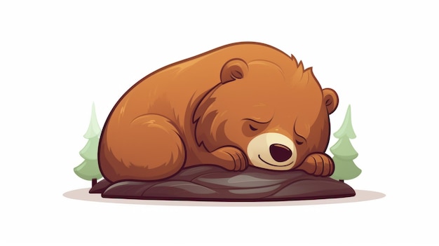 Zdjęcie słodki śpiący niedźwiedź rysunek wektorowy ilustracja zwierzęca natura ikona koncepcja izolowana premia