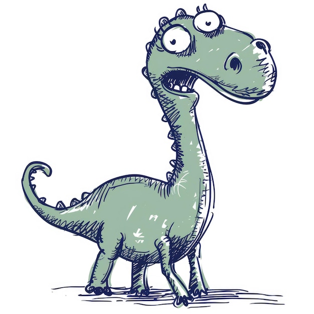 Słodki styl rysowania dinozaurów z kreskówek