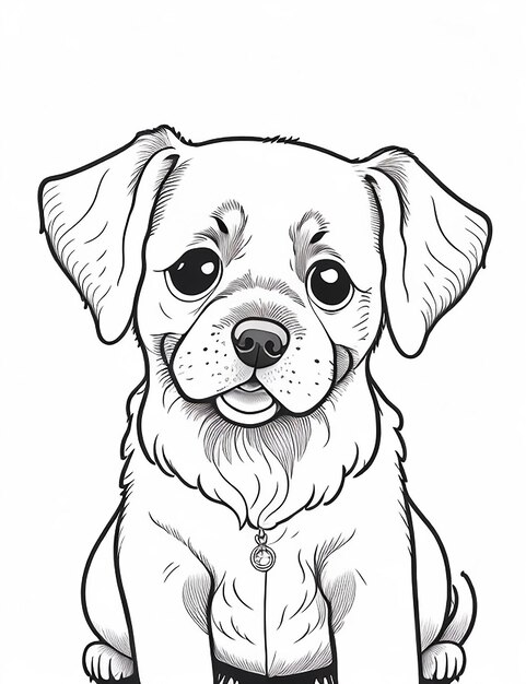 Zdjęcie słodki szczeniak z kreskówki i pies illustraton