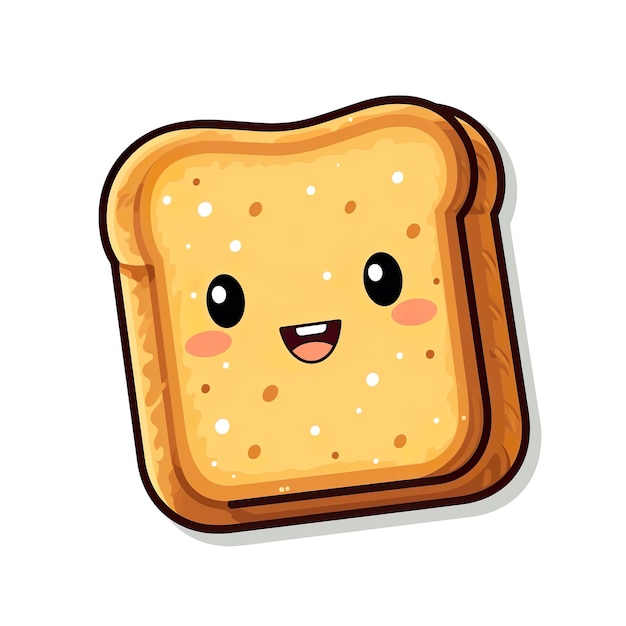 Słodki toast kawaii w stylu naklejki