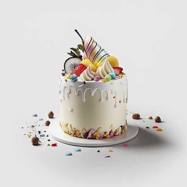 Słodki tort na przyjęcie urodzinowe Ilustracja Generatywna sztuczna inteligencja
