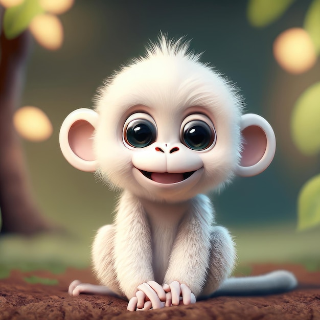 Słodki uśmiech małpki 3D