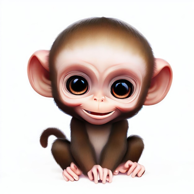 Słodki uśmiech małpki 3D