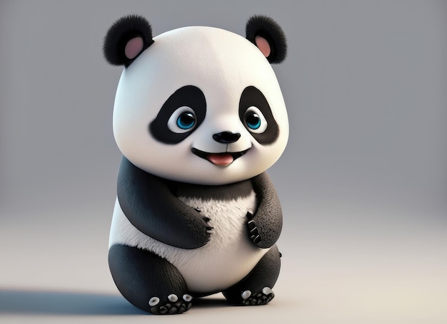 Słodki uśmiech pandy 3D