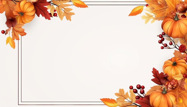 Słodki wzór karty z ramką na Święto Dziękczynienia minimalistyczne płaskie kolory wektorowe