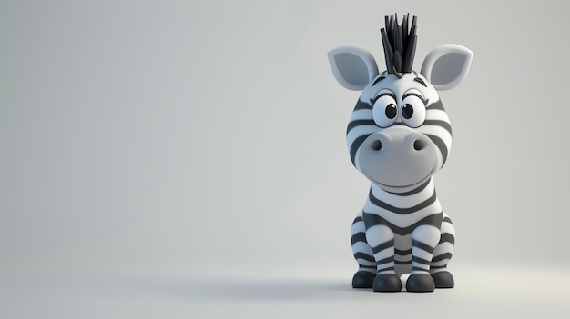 Słodki zebra, postać z kreskówki 3D