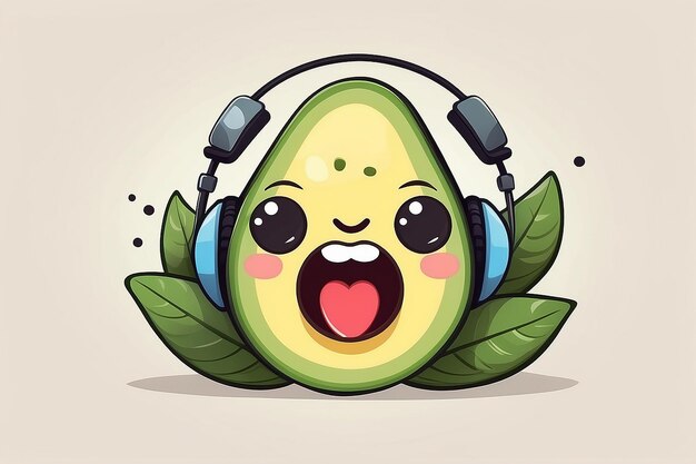 Zdjęcie słodkie avocado jamming out kreskówka ilustracja wektorowa