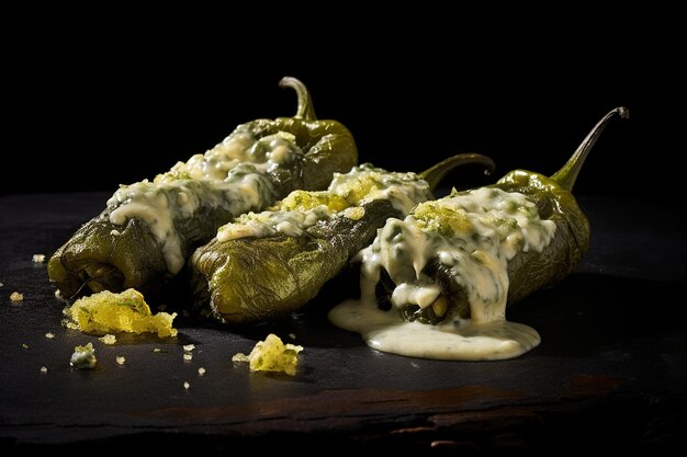 Zdjęcie słodkie chili rellenos z salsa verde