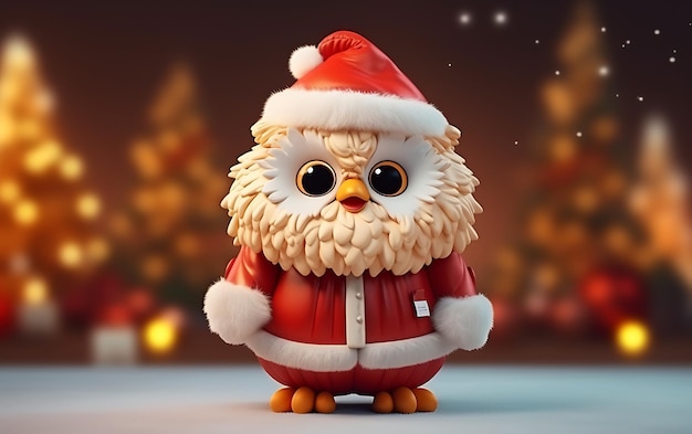 Słodkie i zabawne zwierzę w kostiumie Świętego Mikołaja
