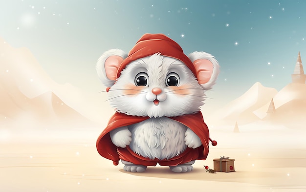 Słodkie i zabawne zwierzę z kostiumem Świętego Mikołaja Boże Narodzenie zwierząt tła z miejsca kopiowania
