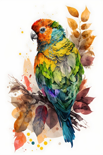 Zdjęcie słodkie jesienne ptaki, styl przypominający akwarele