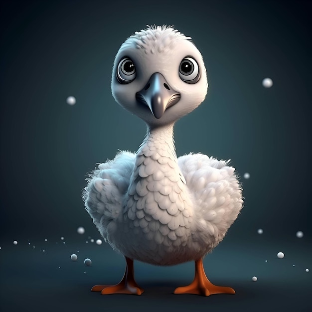 Zdjęcie słodkie kaczki z śniegiem na głowie 3d ilustracja