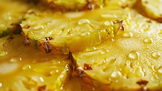 Zdjęcie słodkie kawałki ananasa z bliska świeże i odświeżające zdjęcie