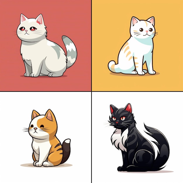 Słodkie koty w stylu japońskim
