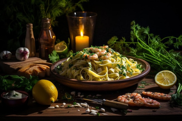 Słodkie krewetki Scampi Linguine