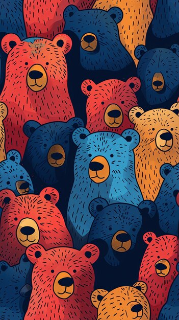 Zdjęcie słodkie niedźwiedzie tapeta kolorowy styl kreskówki projekt dla banerów plakatów tapeta tła